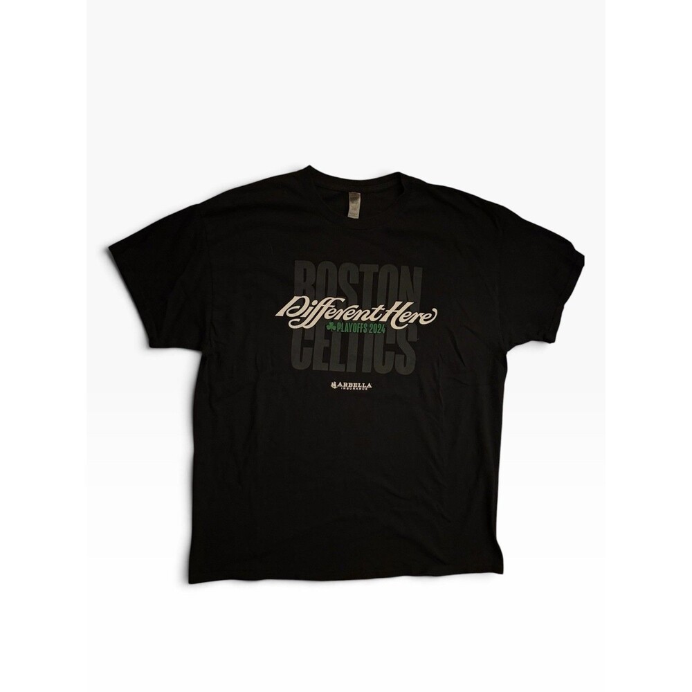 Boston Celtics T Shirt 2024 NBA Playoffs Game Giveaway Different Here Black XL